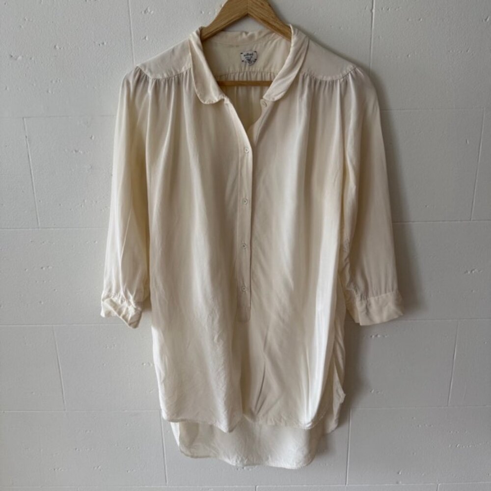 Wilfred | Ivory Silk Hi-Low Blouse Lightweight Draped Minimal Chic | Small